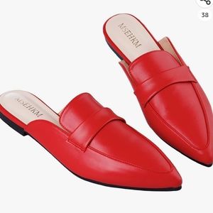 Brand New Red Pointy Mules Size 5